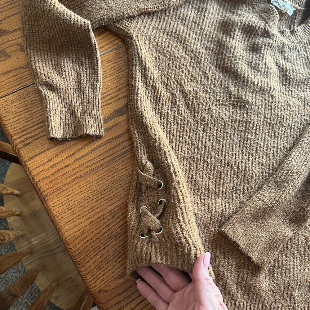 Large, brown, sweater